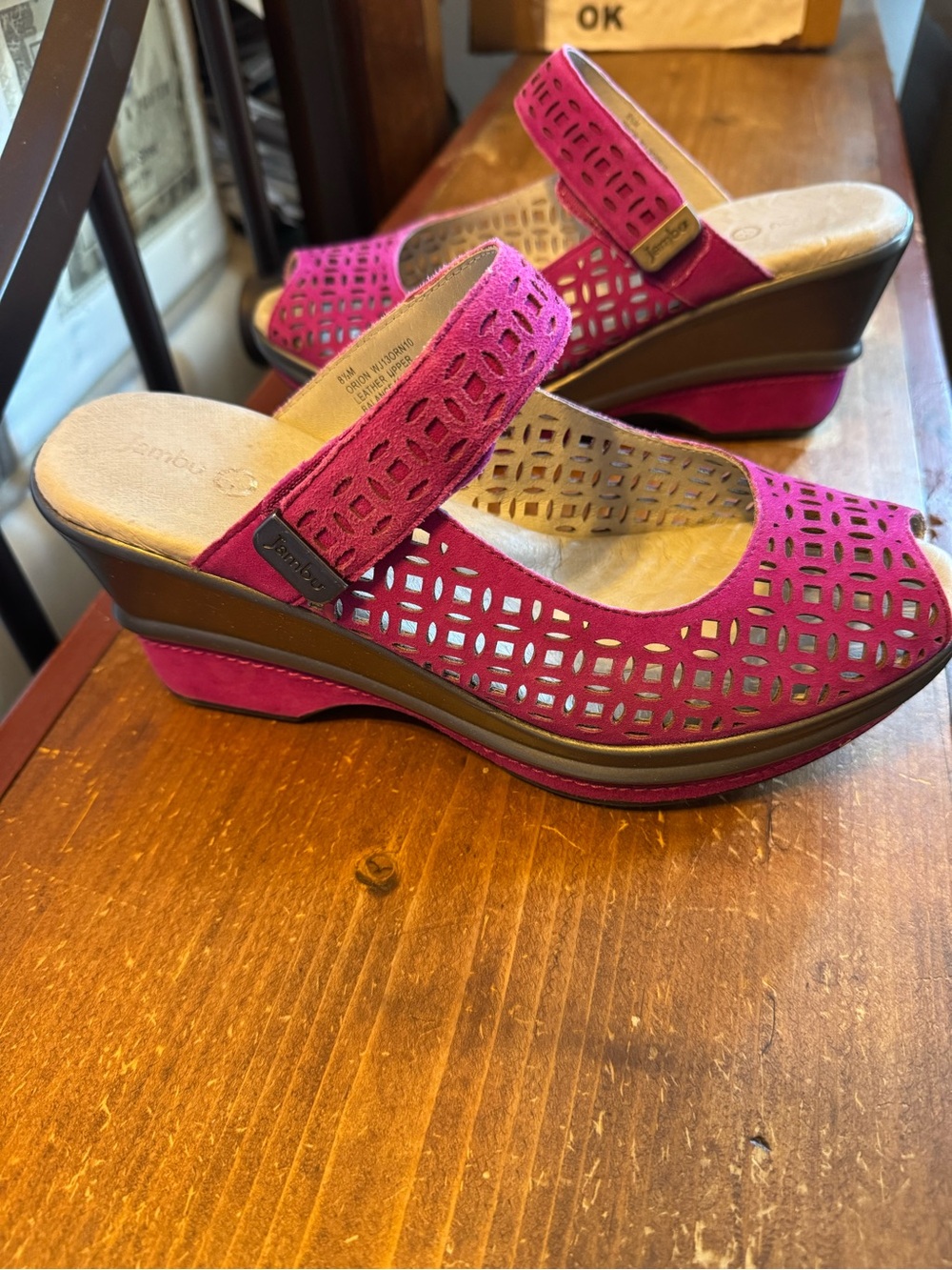 Jambu Orion Fuchsia Women’s Open-Toe Slingback Wedge Sandals - Fuchsia Pink - Picture 2 of 13